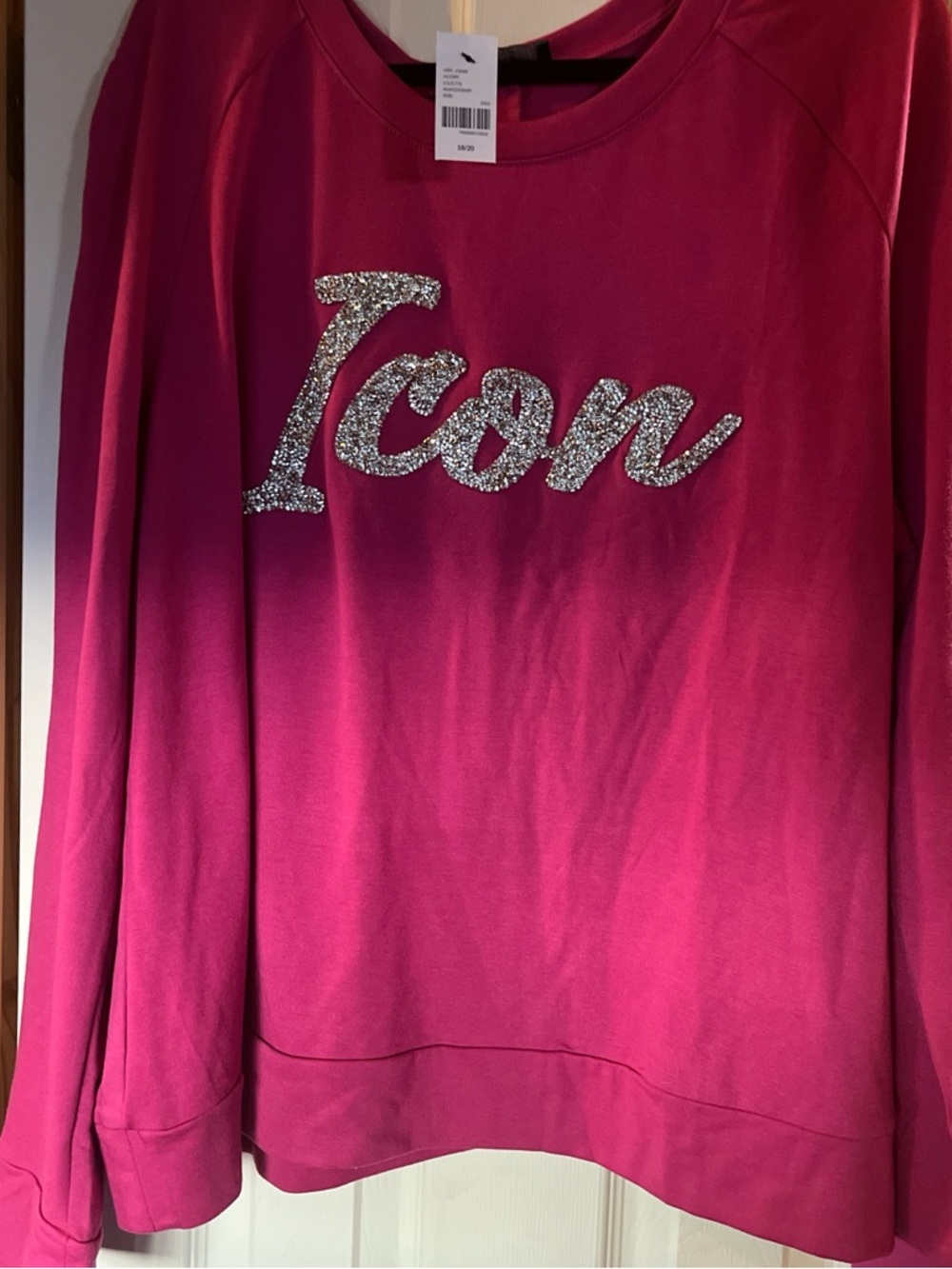 Lane Bryant Hot Pink 'Icon' Embellished Scoop Neck Sweater